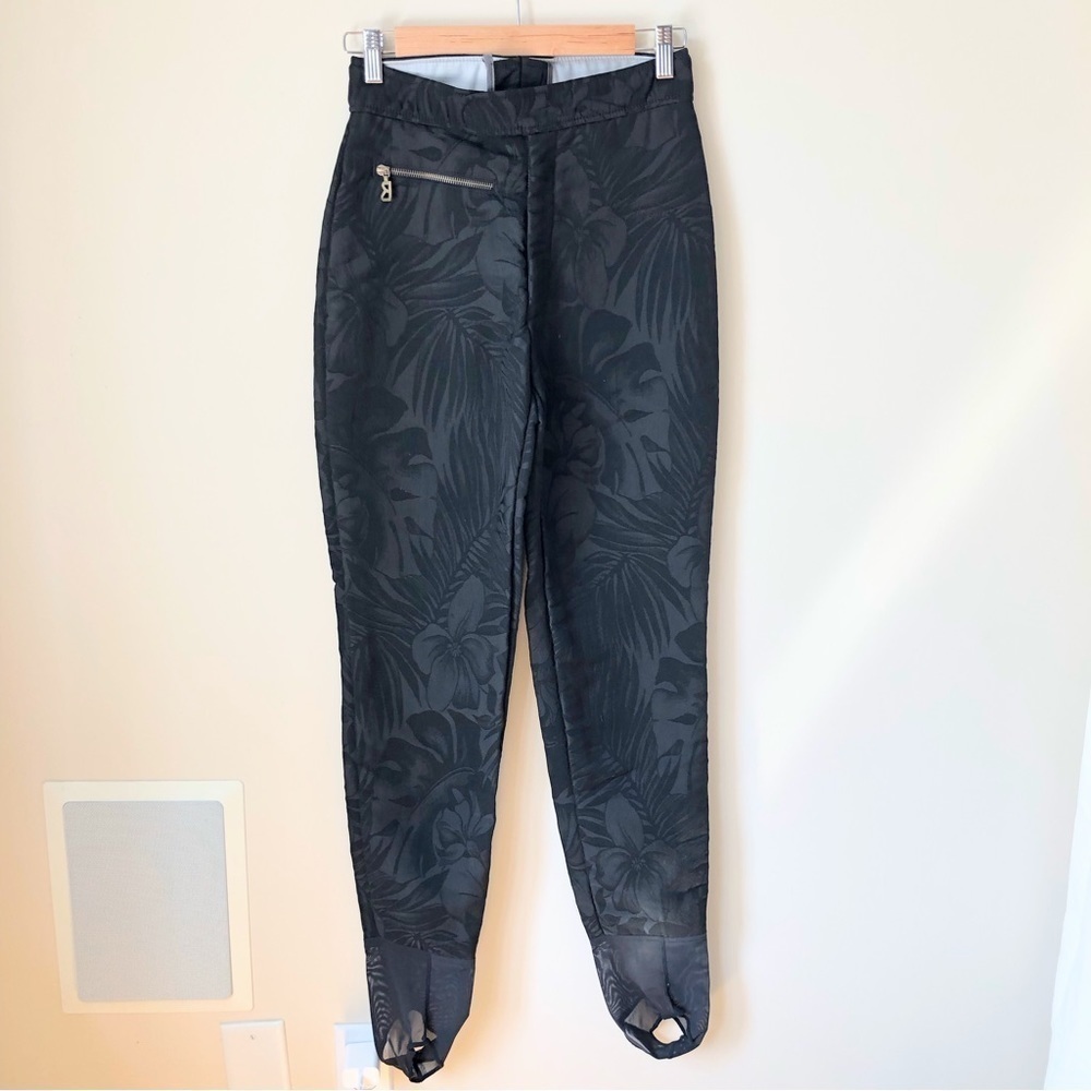 VINTAGE Bogner Black Stirrup Tonal Hawaiian Tropical Pattern 26